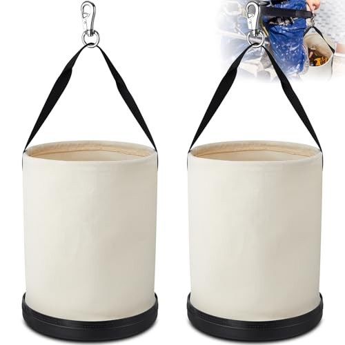 Pack Canvas Bucket 15″ x 1″ Heavy Duty Lineman Tool Bag with Plastic 2 White