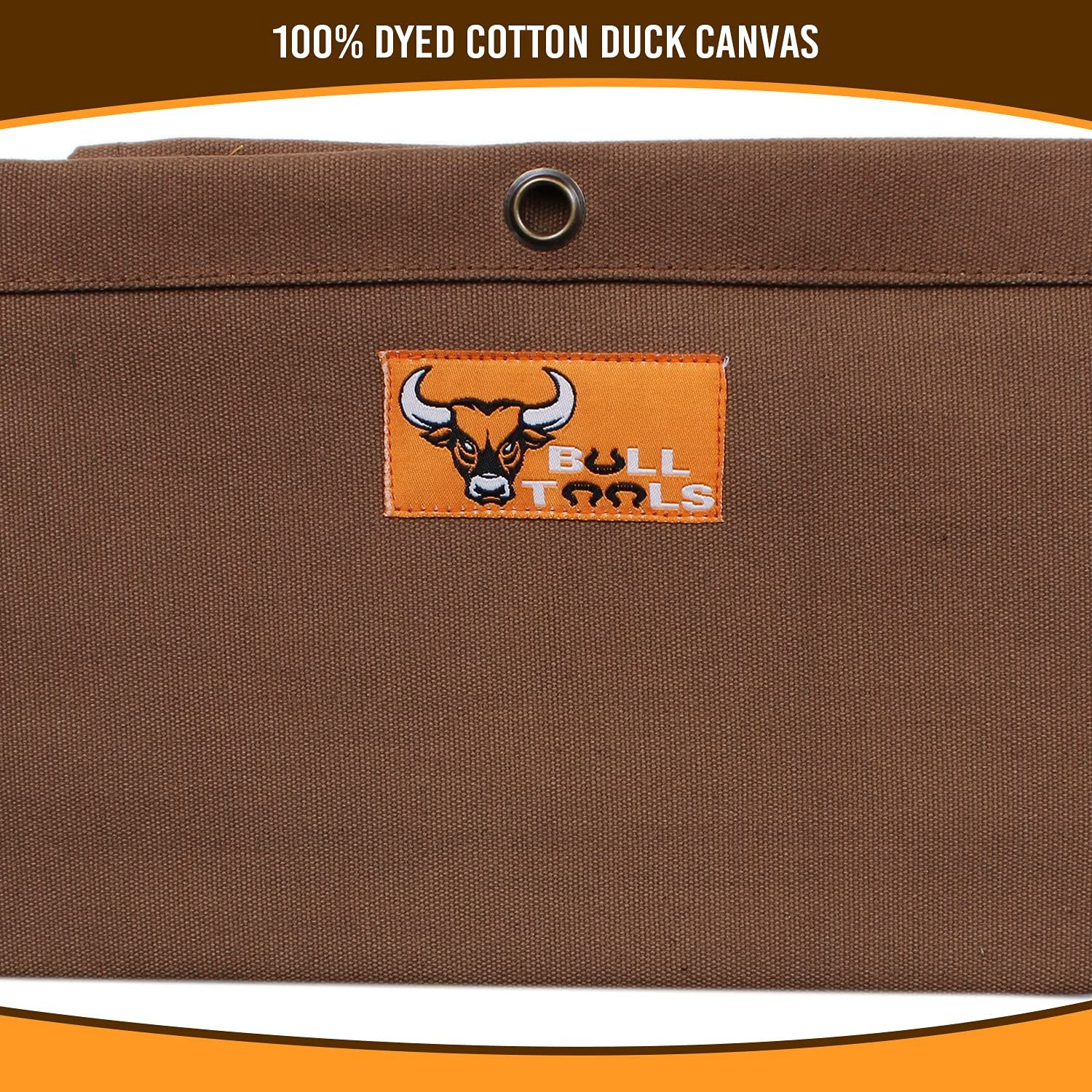 BULL TOOLS Tool Pouch Roll Up Organizer, 16 Large (16 – PKT), Cinnamon Brown