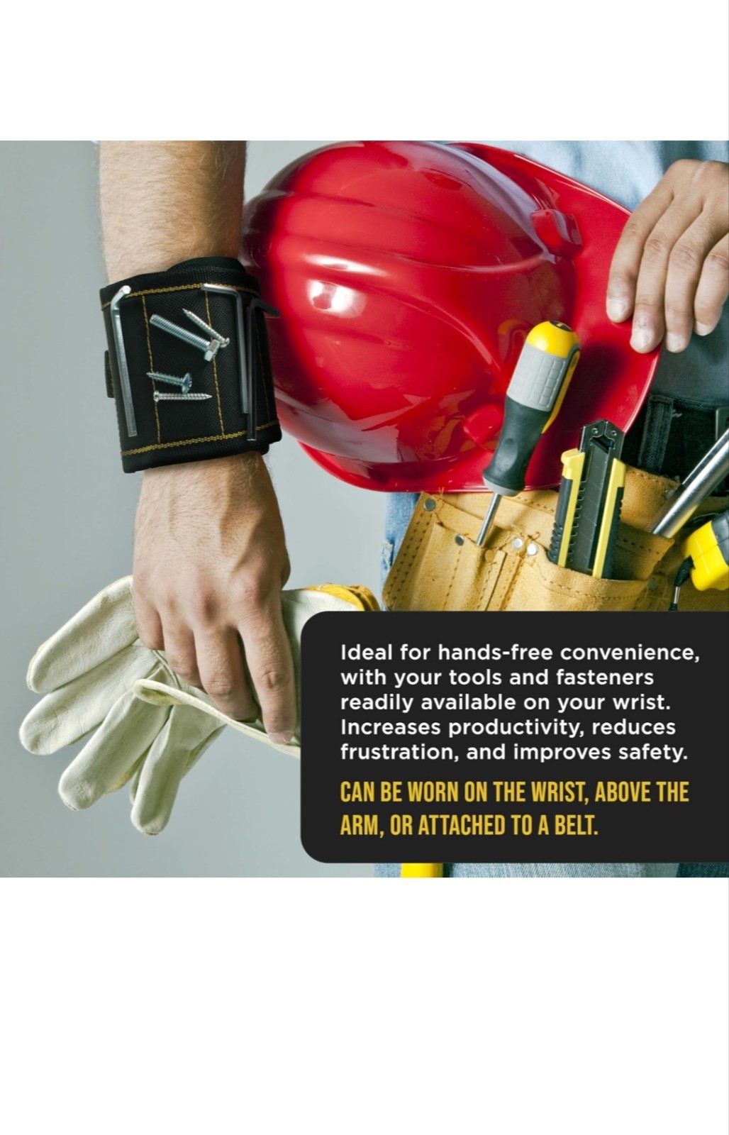 Magnetic Wristband Tool Belt with 8 Strong Magnets for Holder Holding Screws