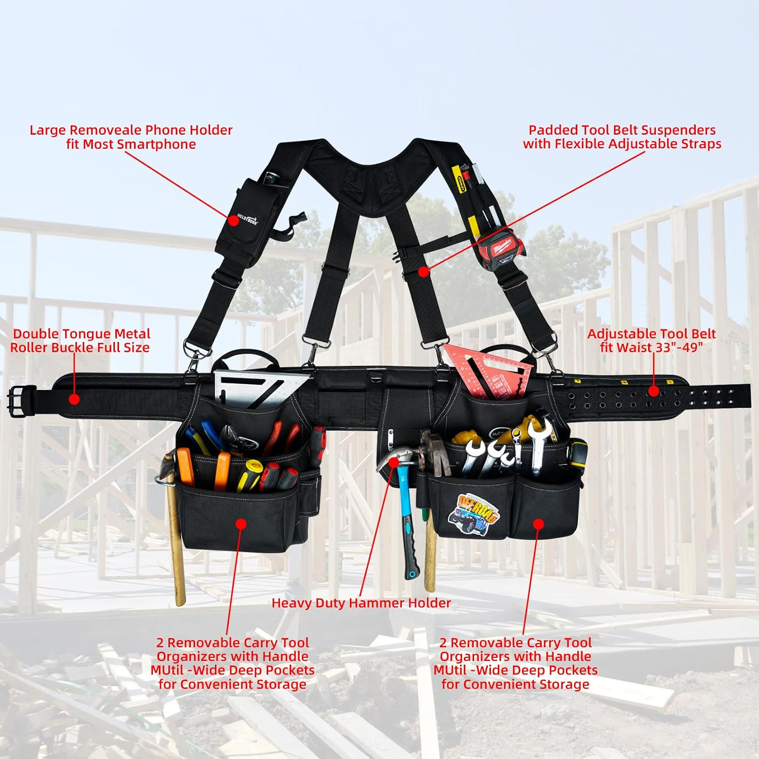 Tool Belt with Suspenders Tool Bag Supenders Framers Comb Apron Tool Belt Constr