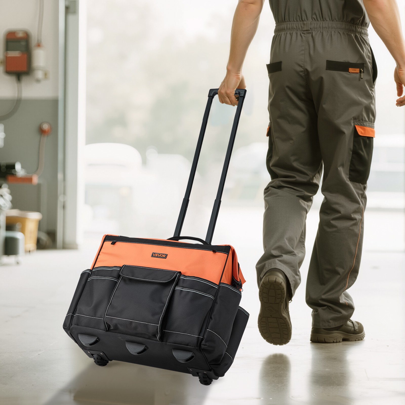 VEVOR Rolling Tool Bag 27 Pockets Heavy Duty Roller Tool Bag on Wheels