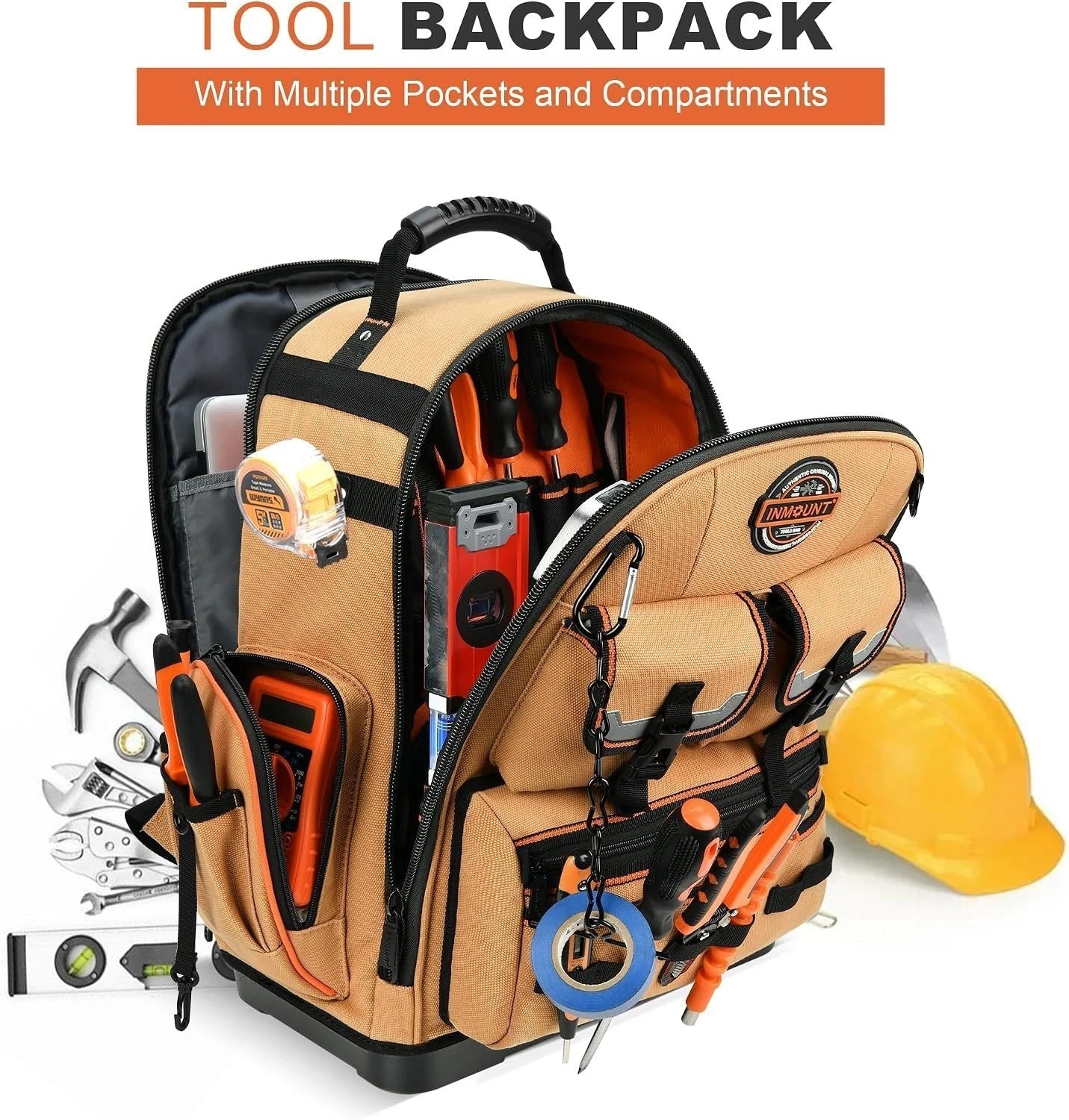 1680D Tool Backpack – Spacious 56-Pocket Organizer for Electricians & HVAC