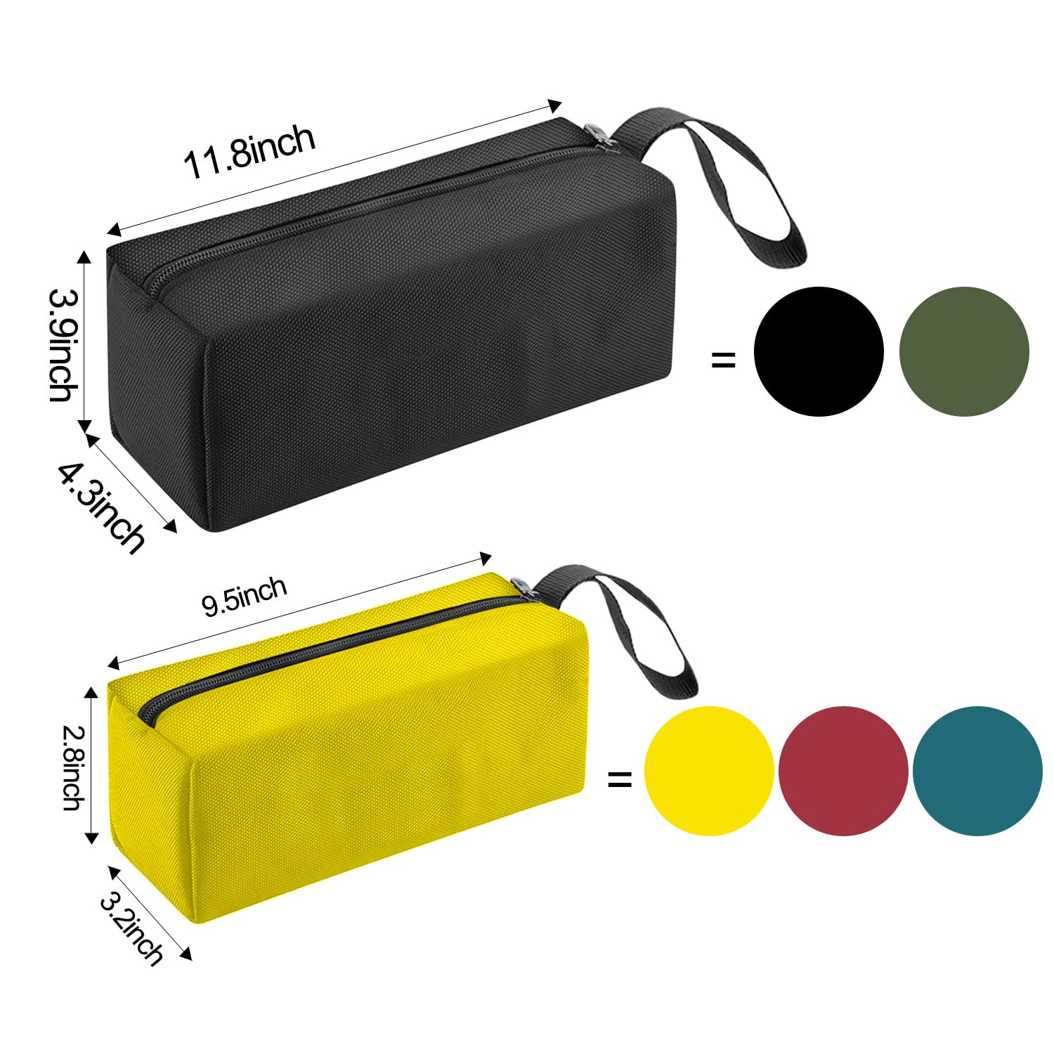 5 Pack Canvas Tool Pouch of Two Sizes, Tool Pouches with Zipper, Multipurpose Zi