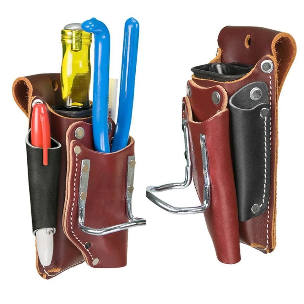 Leather Tool Holder 5-in-1 Holster – Electrician & Carpenter Belt Pouch