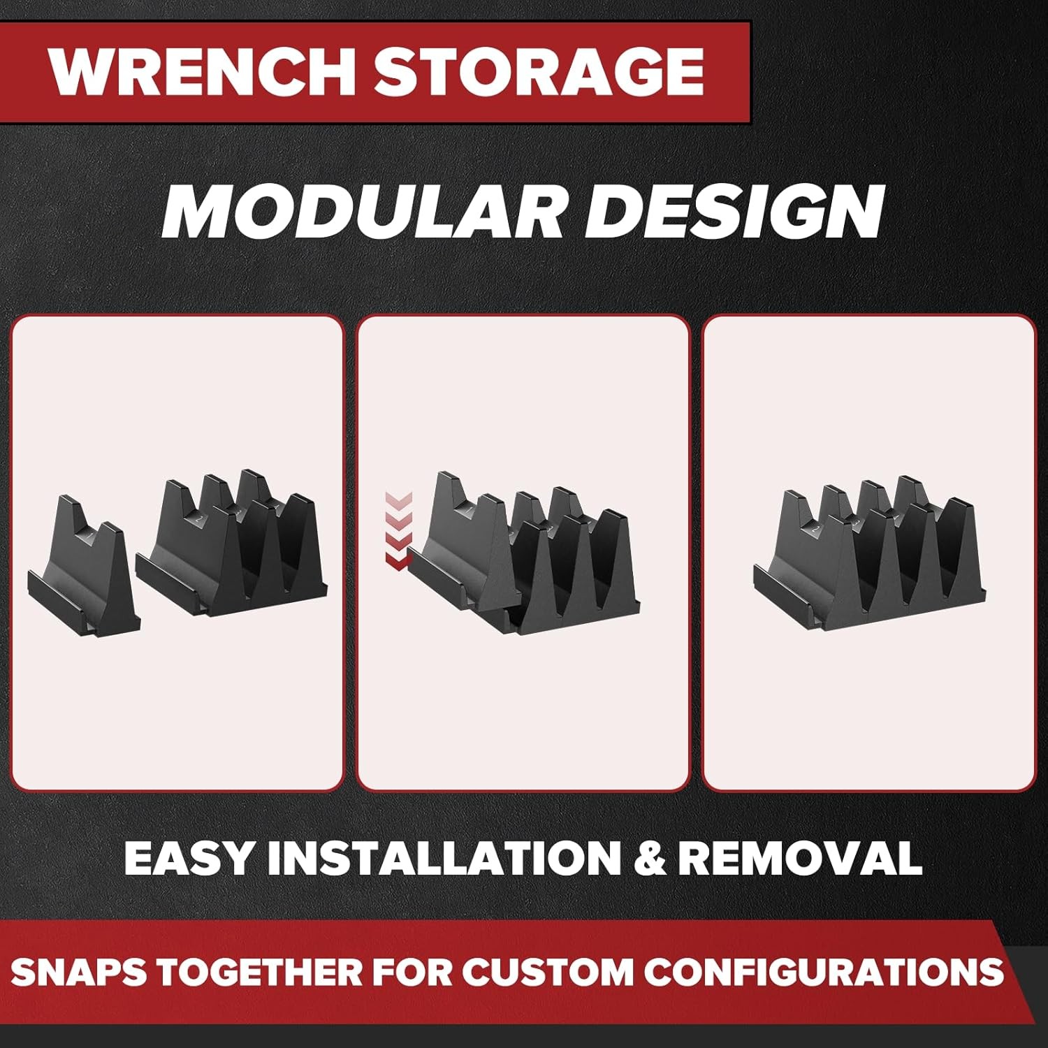 40PCS Modular Wrench Organizer Holder – Tool 40 PCS, Black