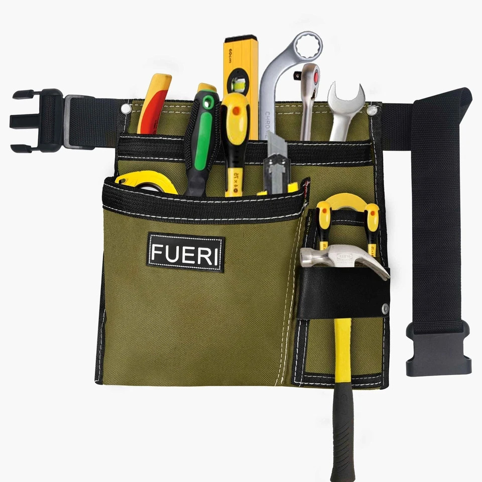 5 Pocket Cordura Tool Pouch w/ Adjustable Belt Carpenter Electrician 1.4 lb