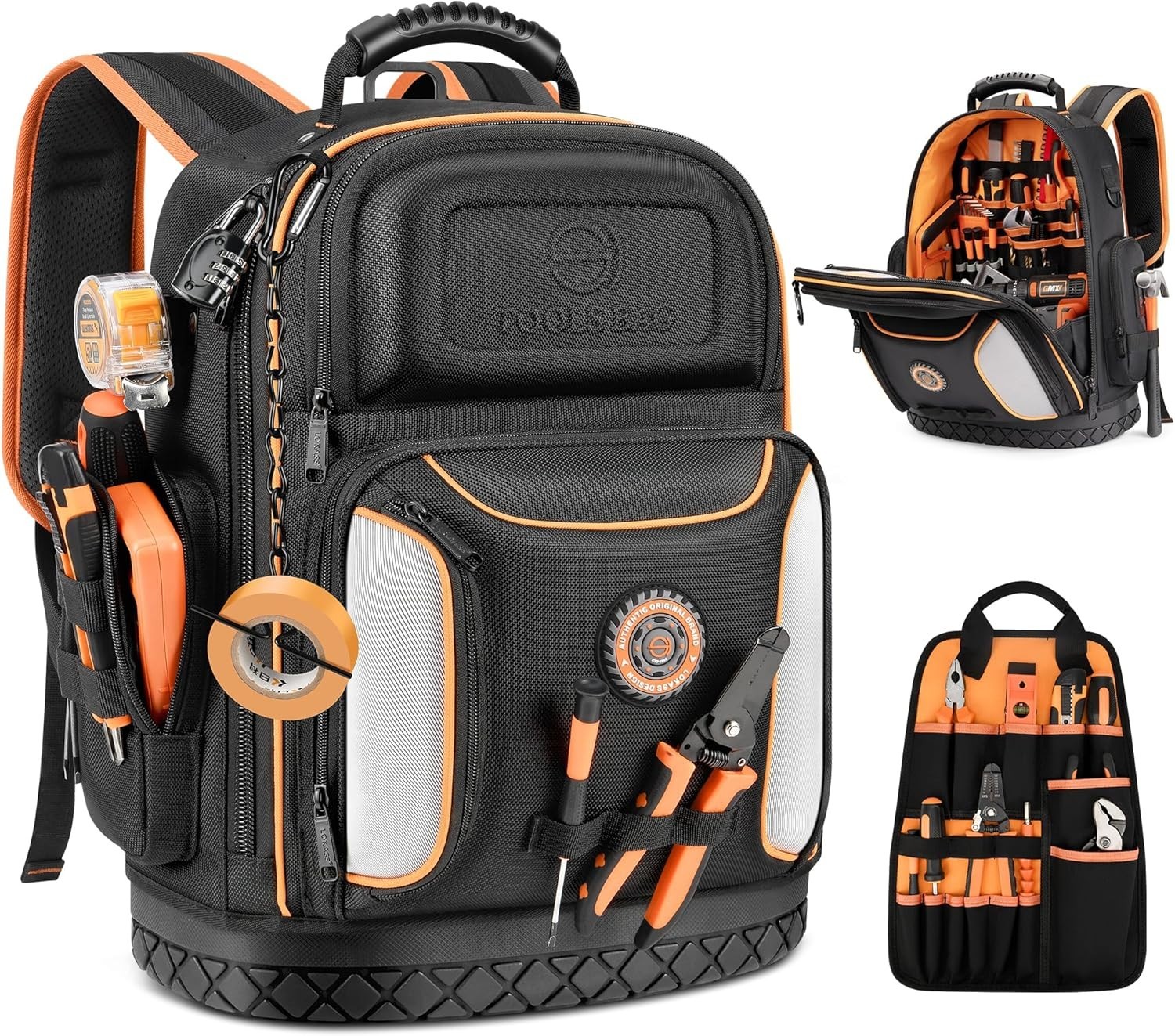 Ultimate 18.1-Inch Tool Organizer Backpack – 75 Pockets with Combination Lock