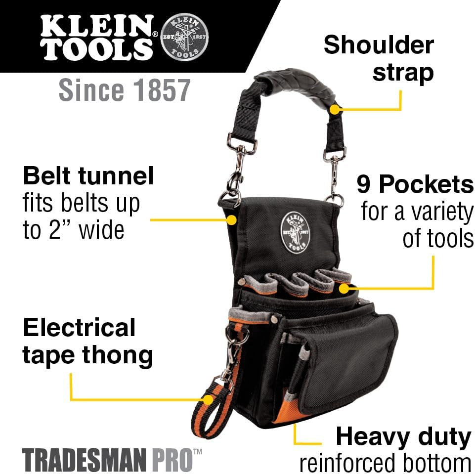 Klein Tools 5242 Tool Pouch, Tradesman Pro Tool Pouch with Electrical Tape Thong