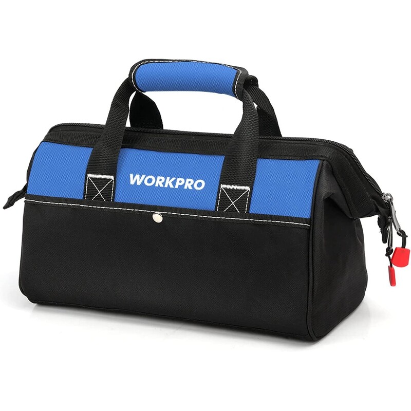 WORKPRO 13-in Tool Bag Wide Mouth Tool Tote Bag Inside Pockets Tool Storage Case