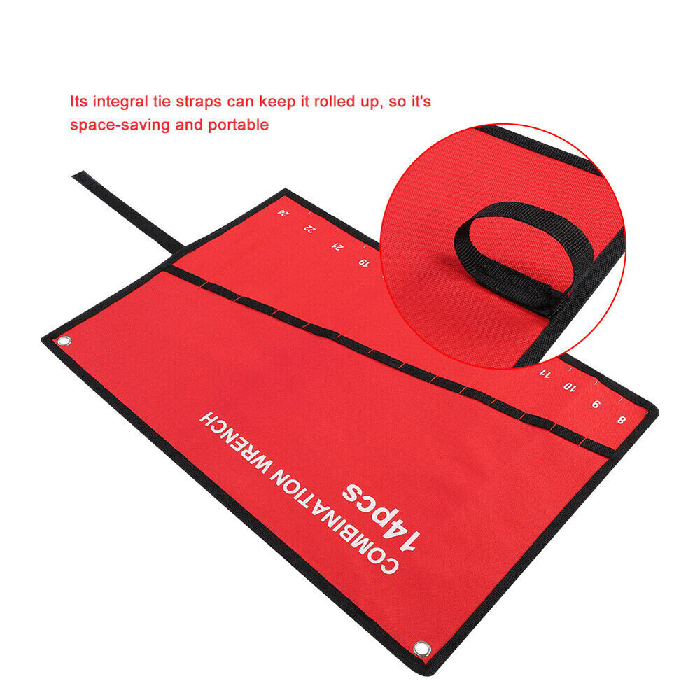 6- 25 Pocket Canvas Spanner Wrench Tool Roll Up Storage Bag Organizer Pouch Case