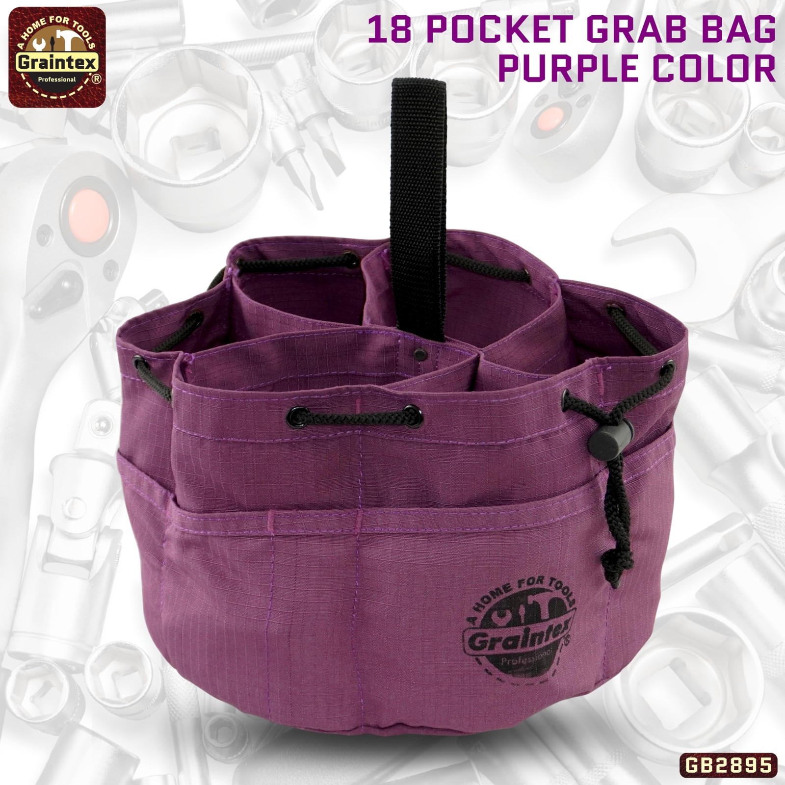 18 Pockets Grab Bag Rip-stop Canvas Drawstring Closure, Small Part Organizer …