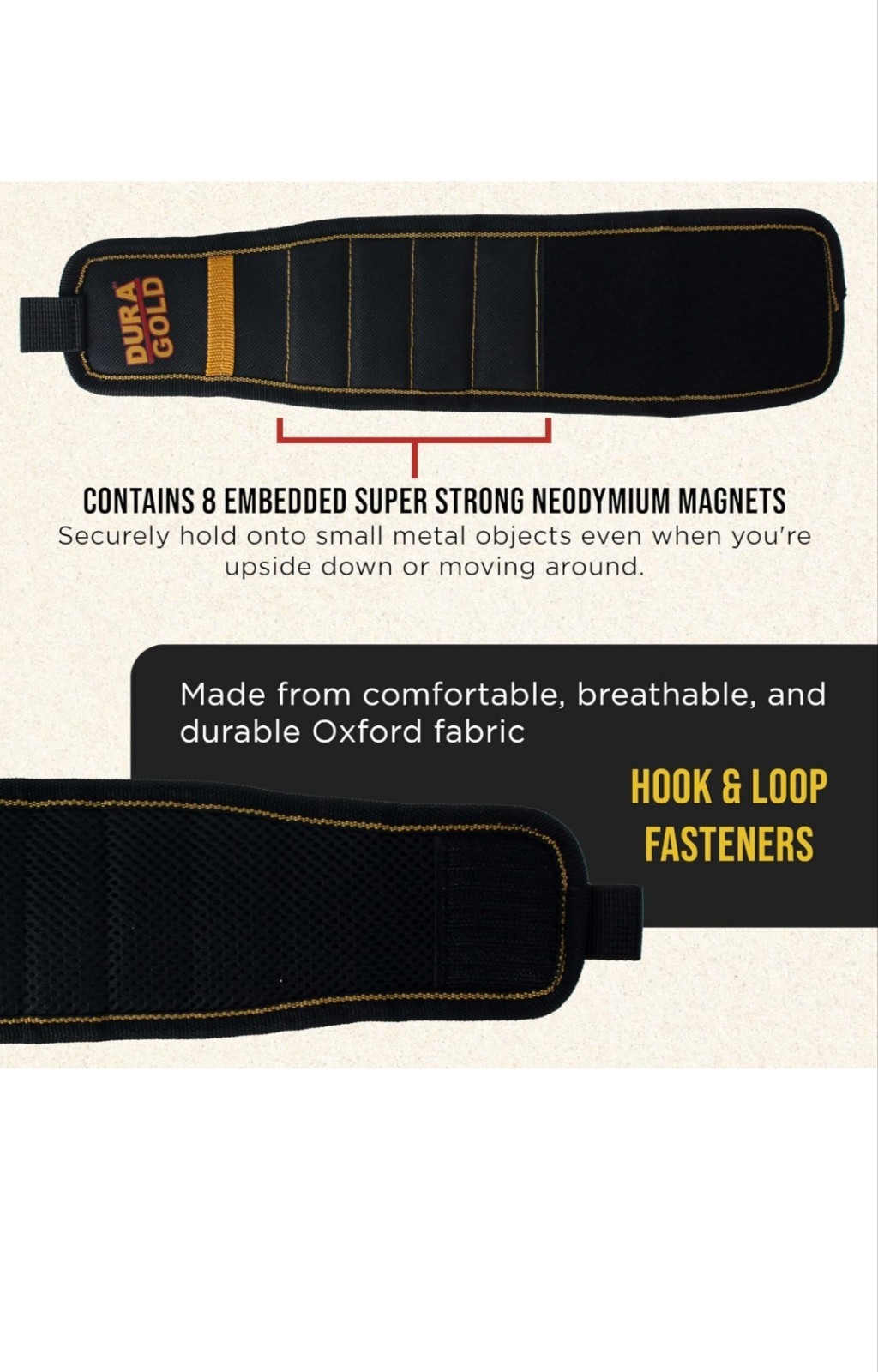 Magnetic Wristband Tool Belt with 8 Strong Magnets for Holder Holding Screws