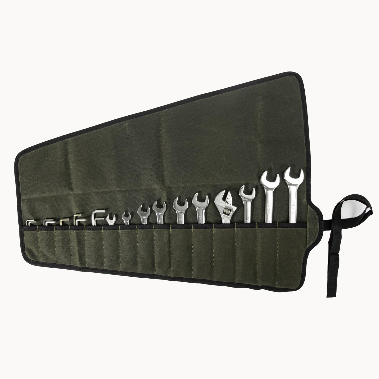 Baizoy Chisel Roll,6 Pockets Roll Up Tool 18.91″ L x 18.11″H, Army Green -3