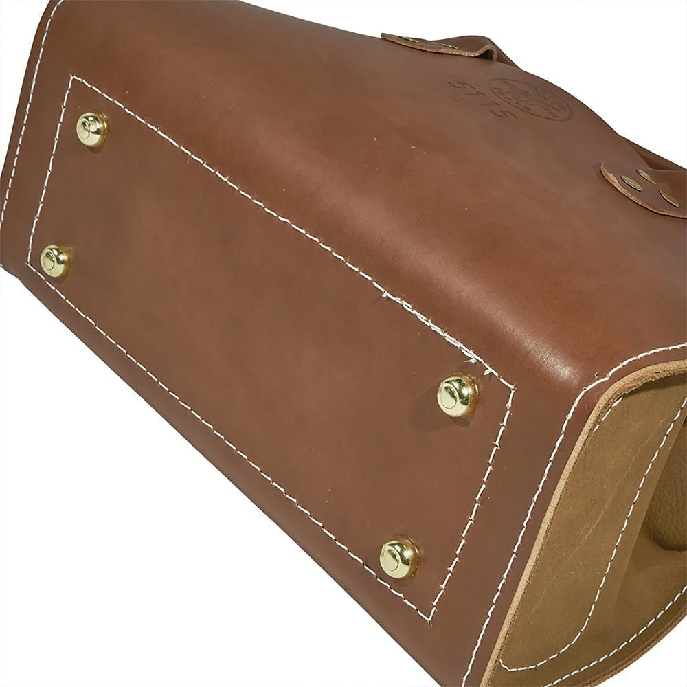 Heavy Duty Leather Tool Bag Tote with Double Ply Bottom Organizer