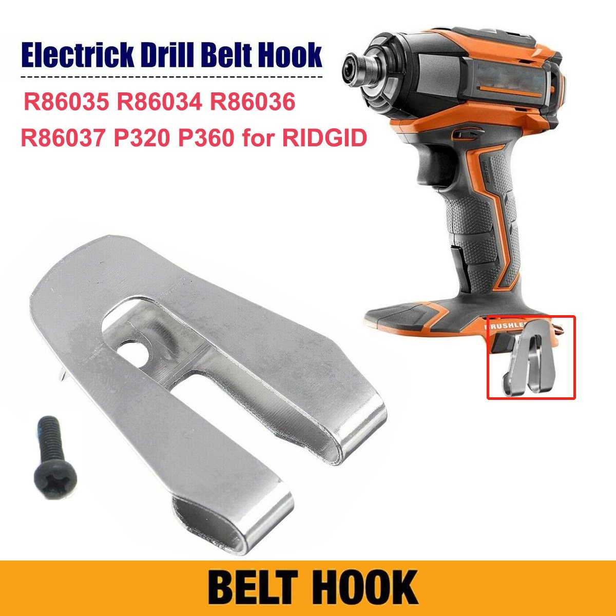 For Ridgid OEM Belt Clip Hook R8611503 18V Hammer Drill R86008 Drill With Screw