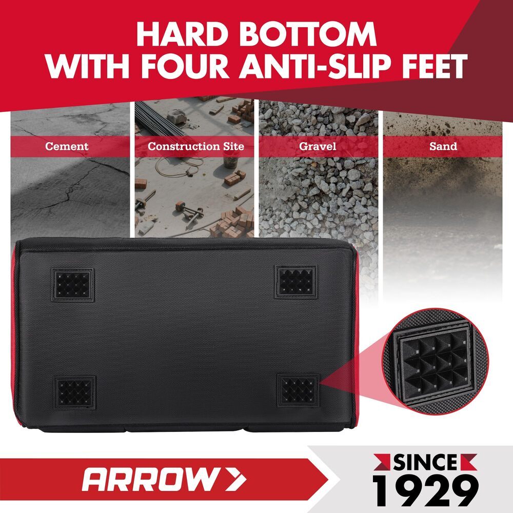ARROW 14″ Heavy Duty Tool Bag with Anti-Slip Feet Tool 840D Oxford Fabric New