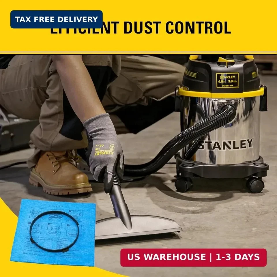 Stanley Blue Cloth Reusable Filter with Clamp Ring for 1-5 Gallon Wet/Dry Vacuum