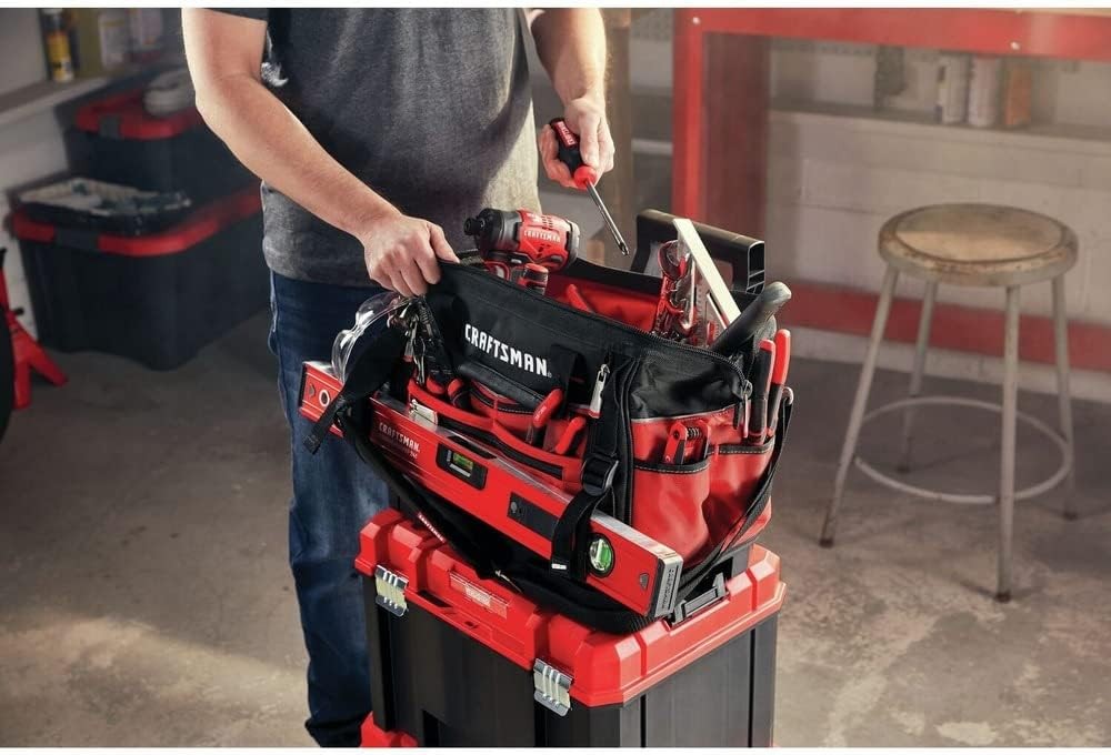 VERSASTACK Zippered Tool Bag 31 Pocket Organizer Heavy Duty Tool Tote CMST17622)