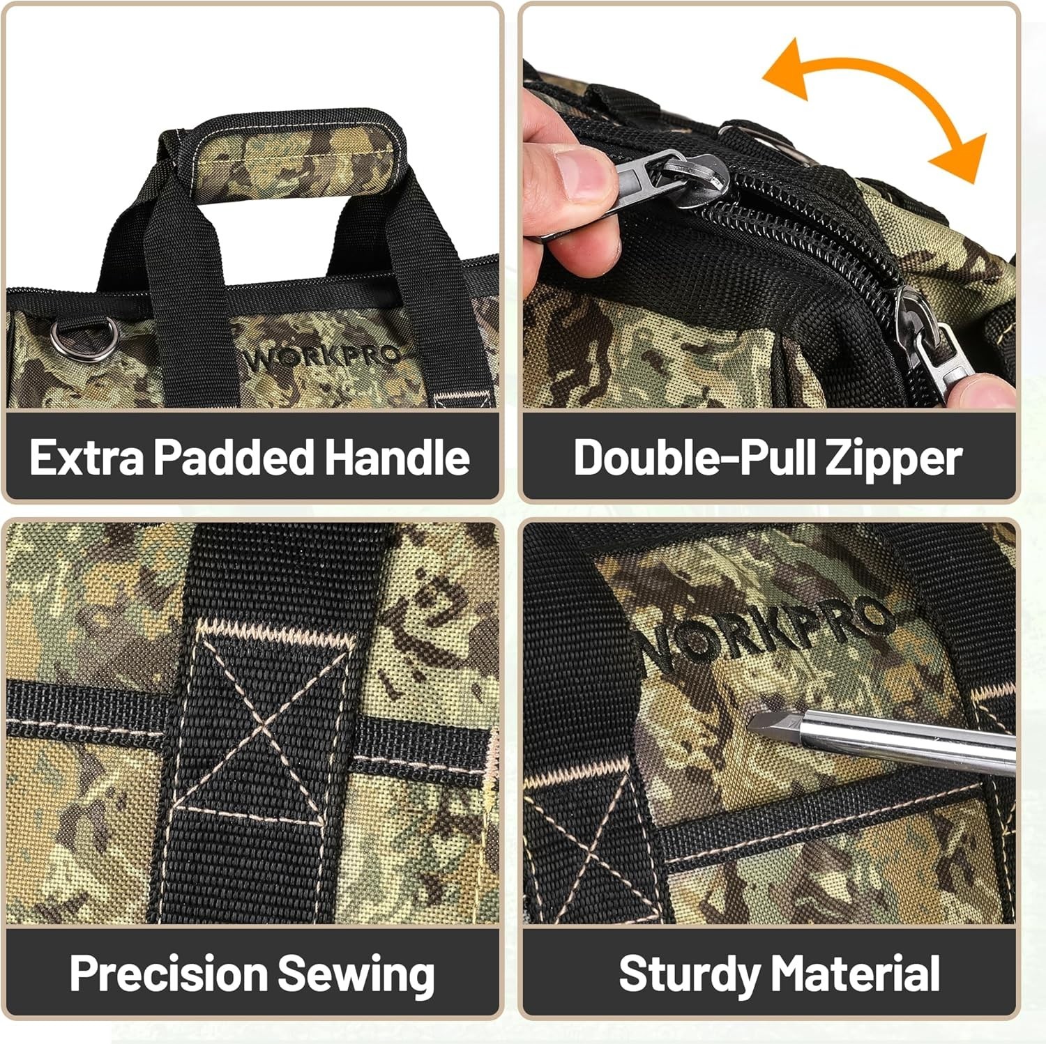 16-Inch Wide Mouth Tool Bag with 30 Compartments & Adjustable Shoulder Strap