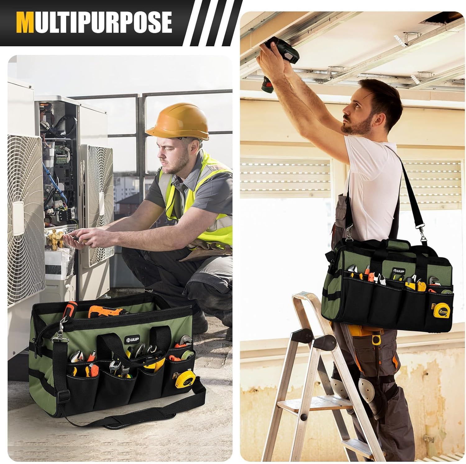 18-Inch Large Tool Bag, 16-Pocket Portable Tool Box Organizer Storage, Heavy Dut