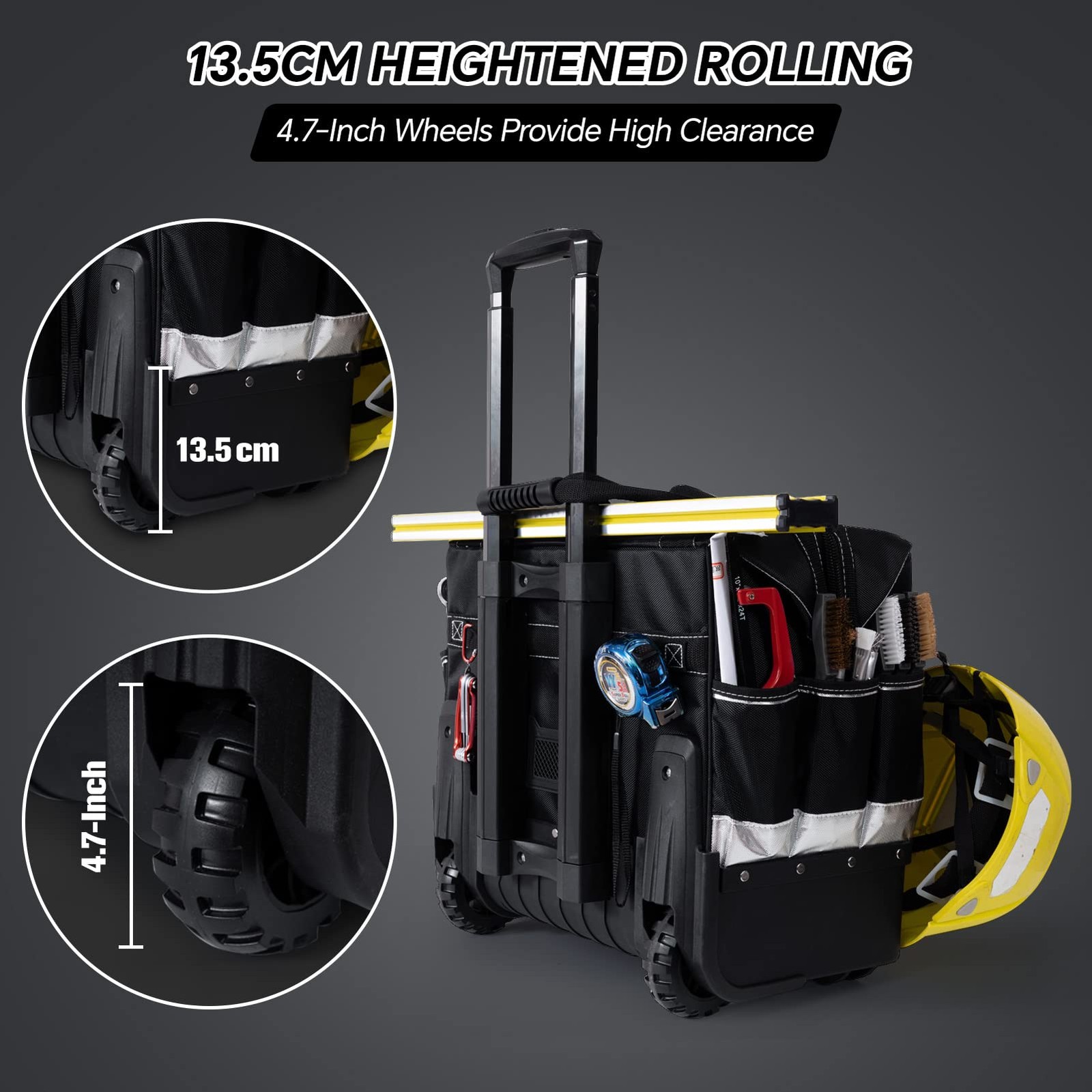 MARUTAI 18” Rolling Tool Bag, Waterproof Bag with 11x19x18, Black