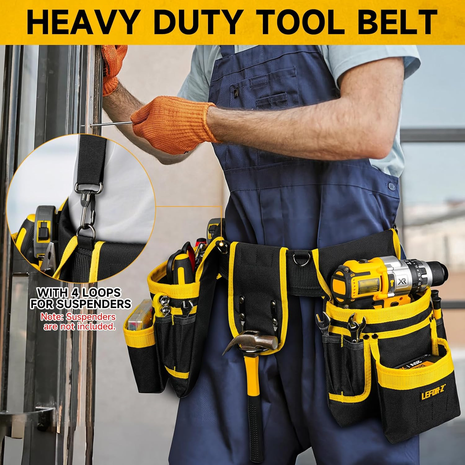 Tool Belt,Magnetic Tool Pouch,27-Pockets Heavy Duty Tool Belts for Men