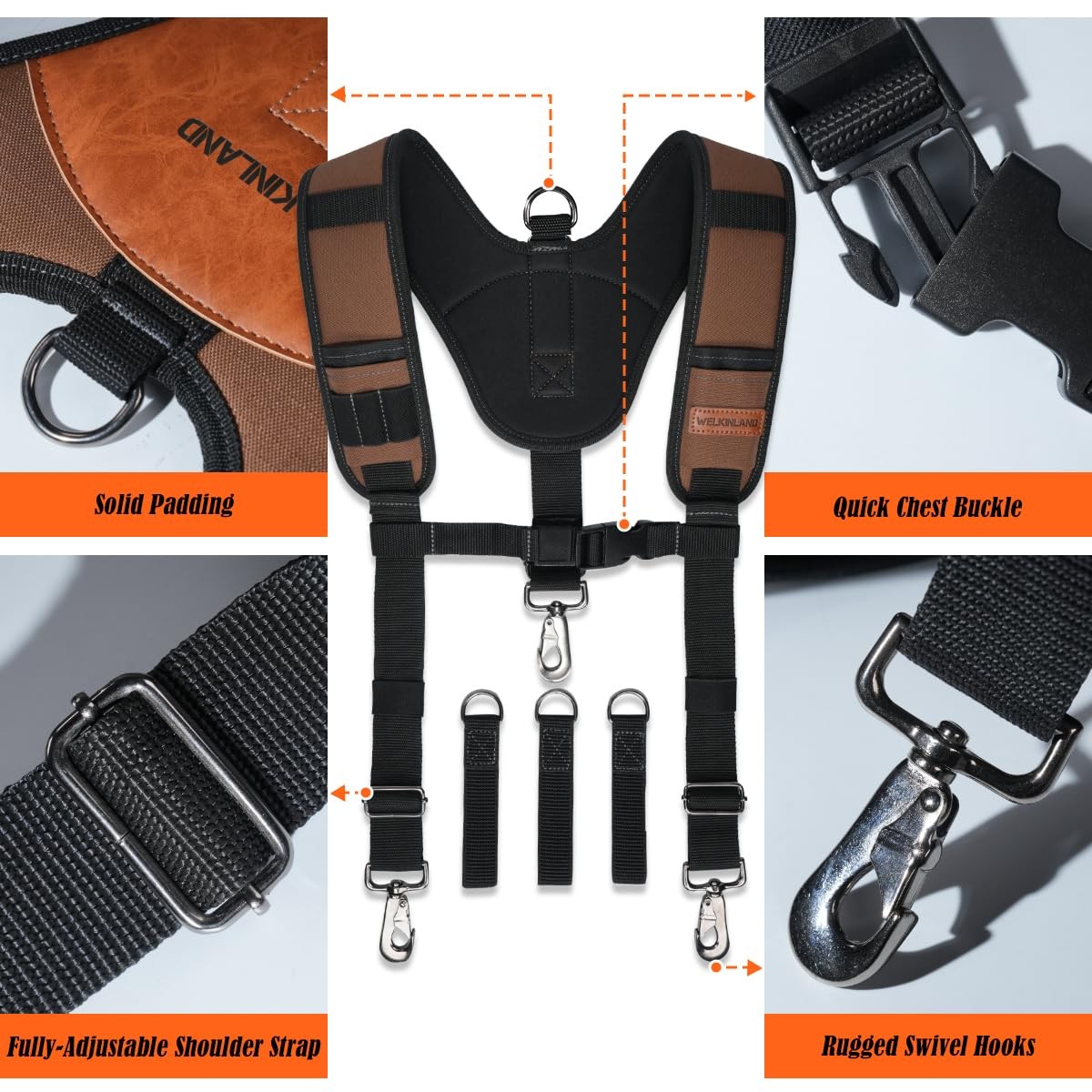 Heavy Duty Tool Belt Suspender Padded RipStop Construction Adjustable Men