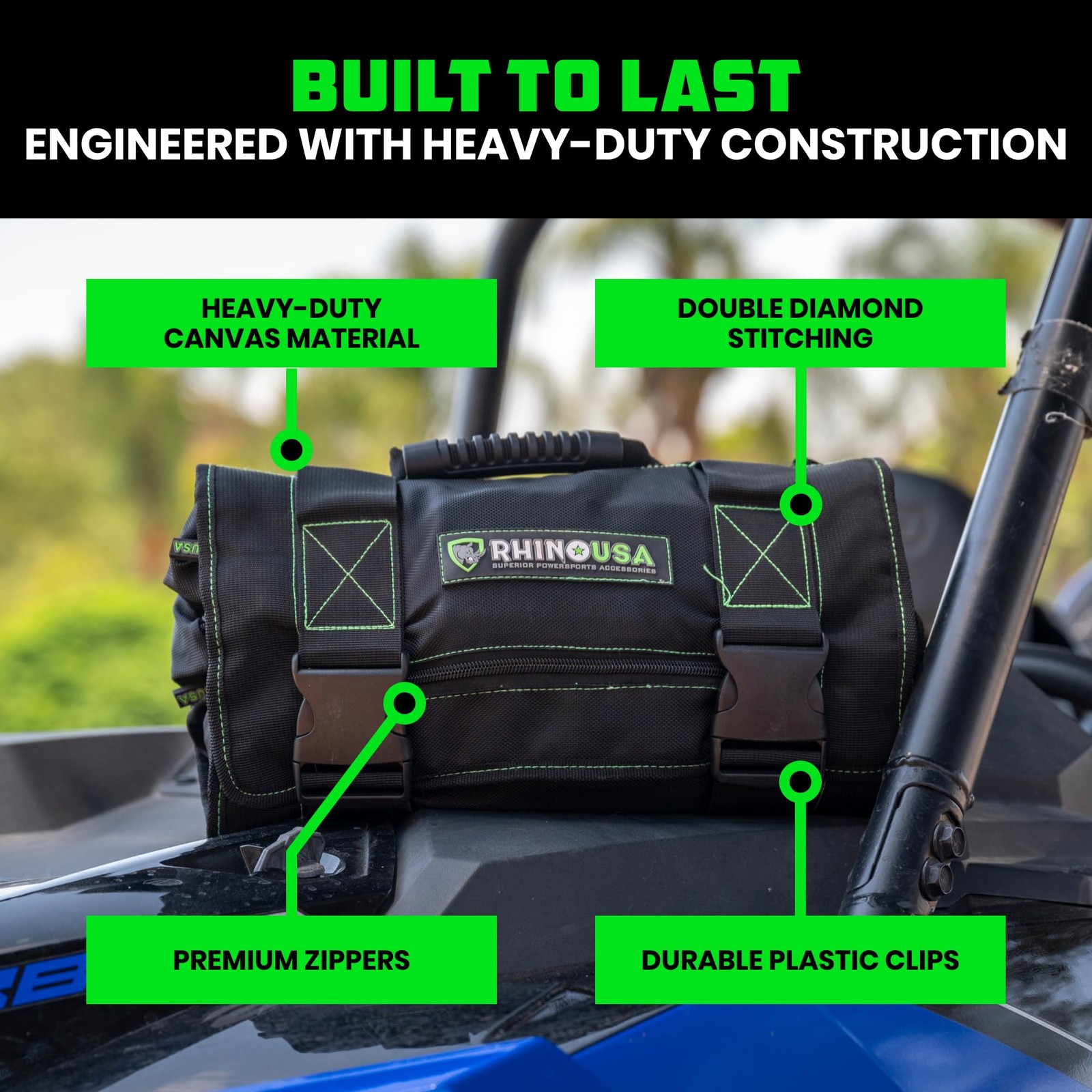 Rhino USA Tool Bag Roll Heavy Duty Canvas Organizer for Tools Labeled &