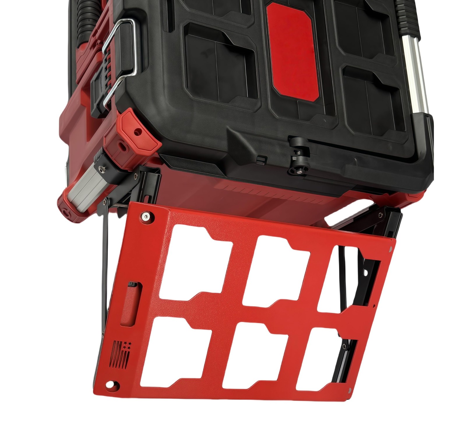 Storage Rack Foldable Side Mount 100LB Capacity Milwaukee Packout Red Heavy Duty