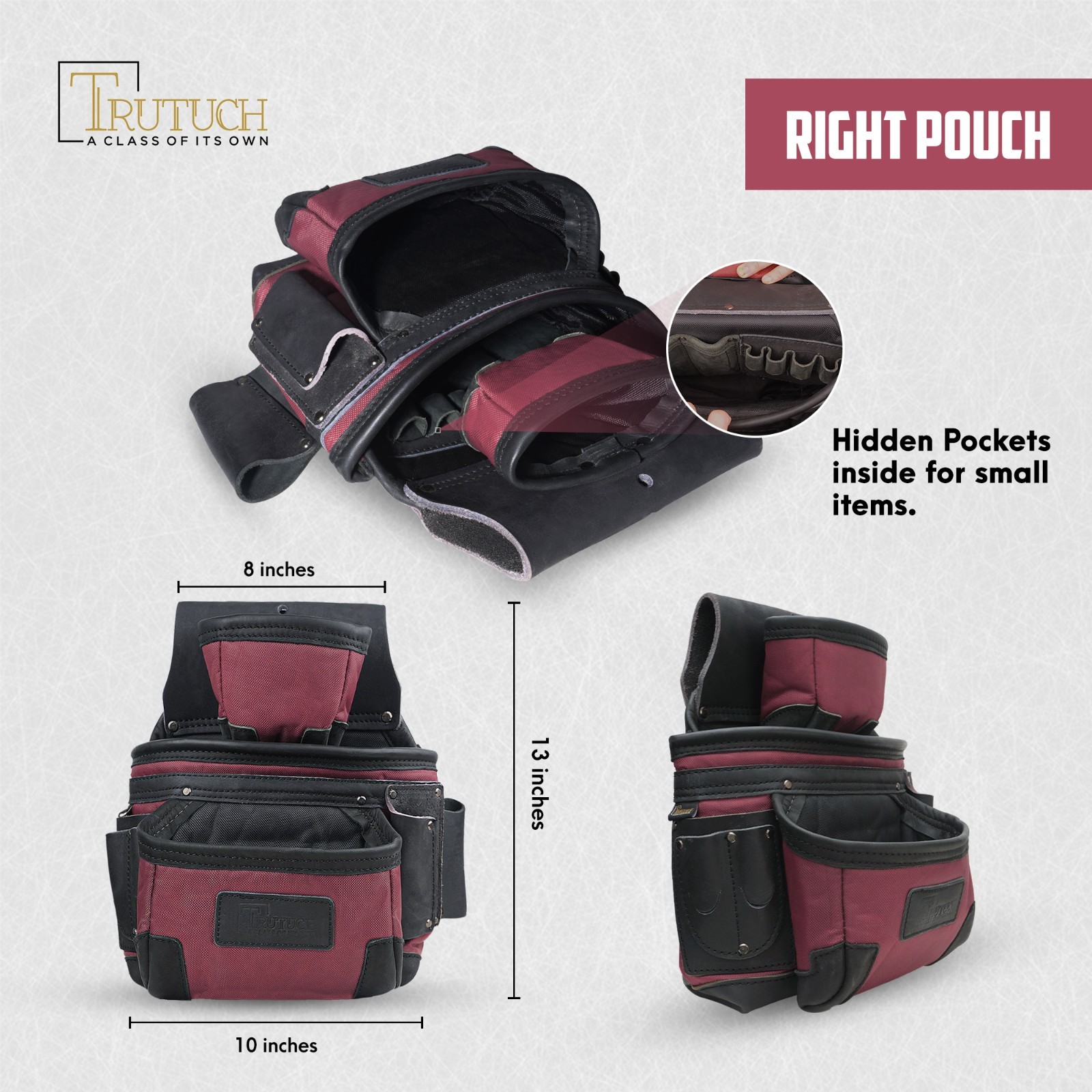 TRUTUCH Nylon and Leather Tool Belt with Leather Work Suspender | Construction