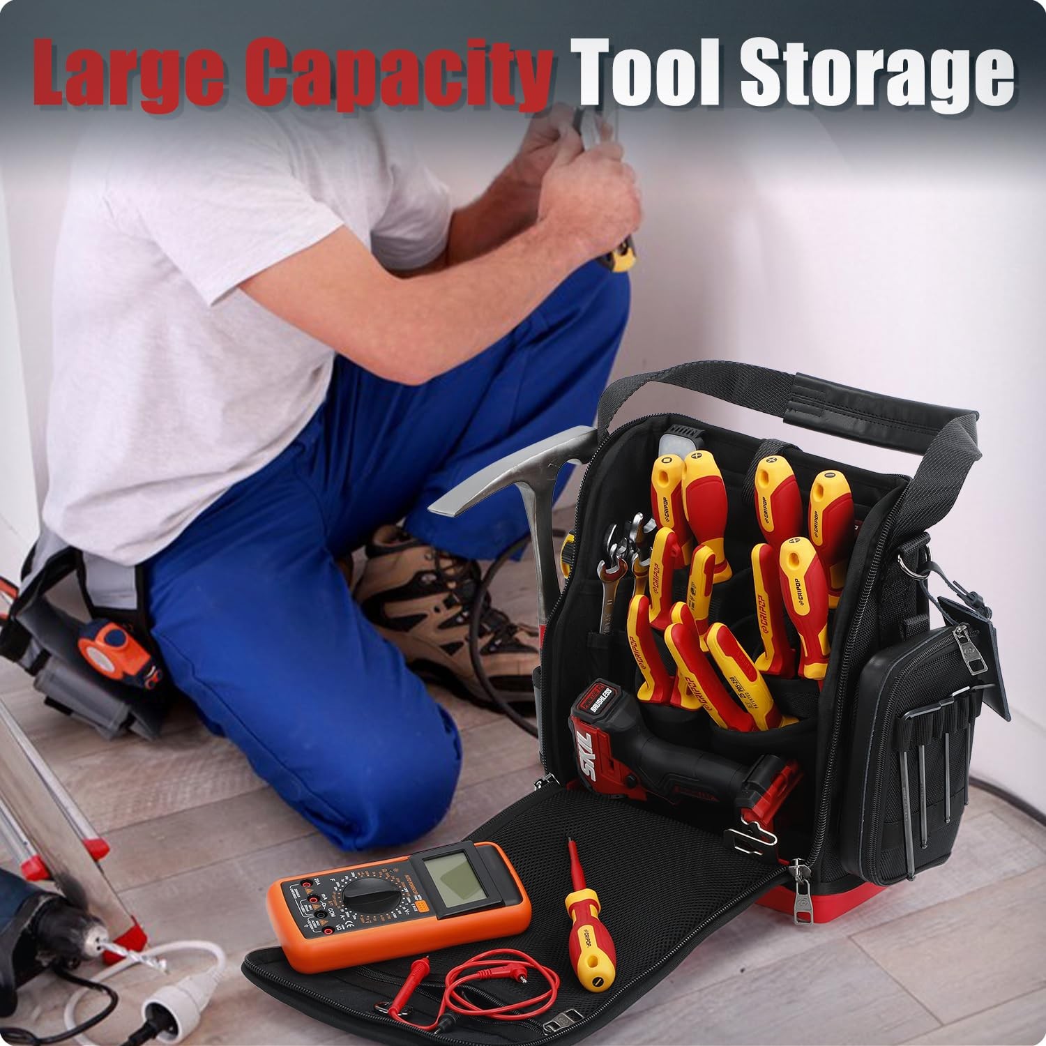 TECH 16 Electrician Tool Bag for Electricians HVAC