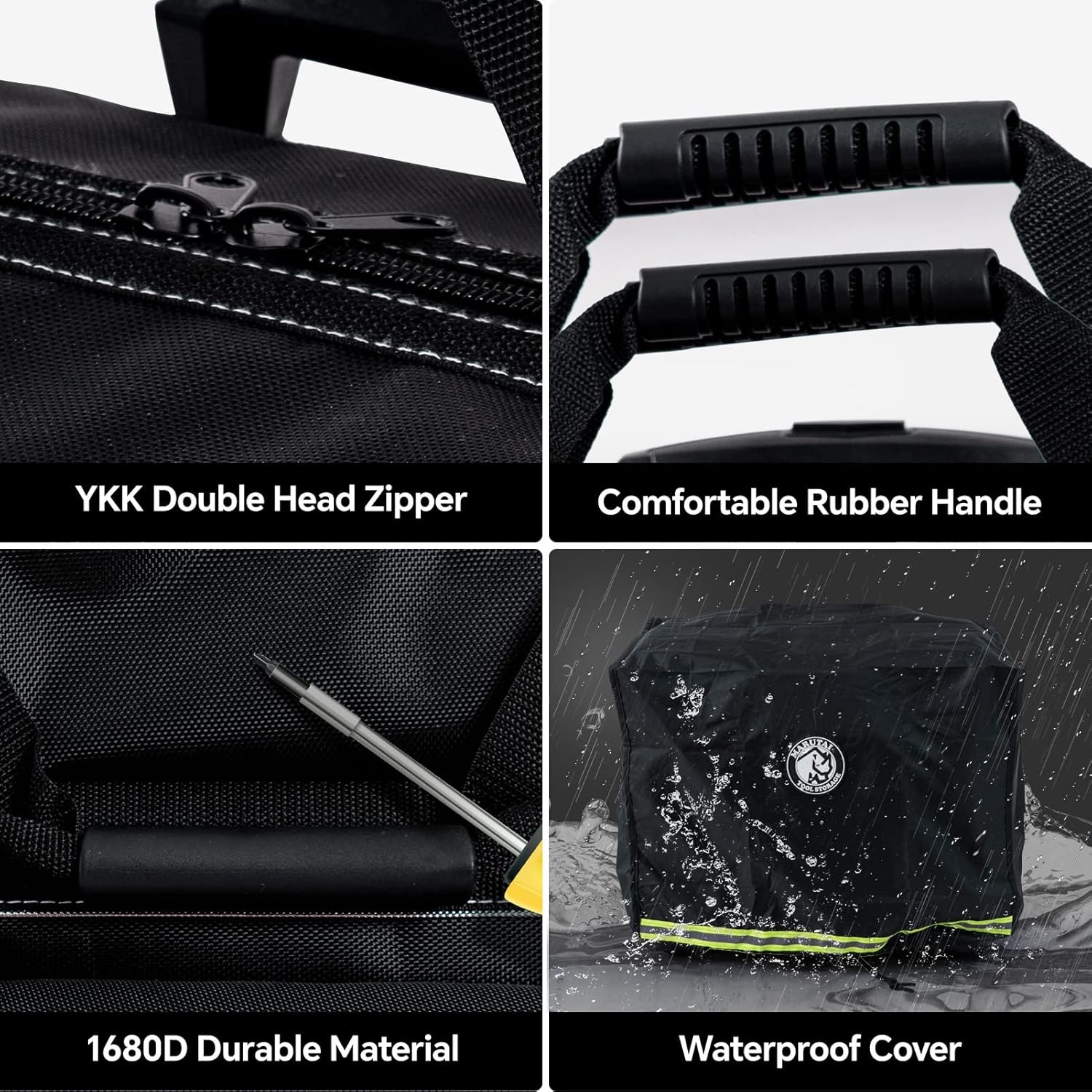 18” Rolling Tool Bag, Waterproof Tool Bag with Wheels, Portable Storage