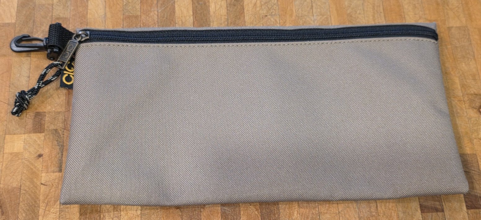 CLC Custom Leathercraft Beige Zip Bag Pouch With Plastic Clip 12.25″ x 6.25