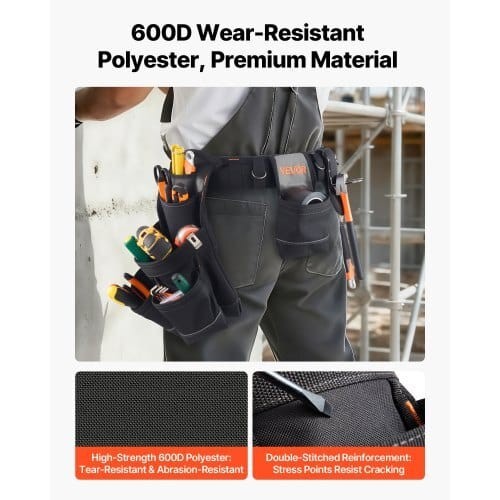 VEVOR DWSS2502 Tool Belt 18 Pocket Professional Tool Pouch Heavy Duty 31-51in