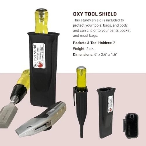Clip-On 4 in 1 Tool Tape Holder with Tool Shield Leather for Belt Heavy Duty
