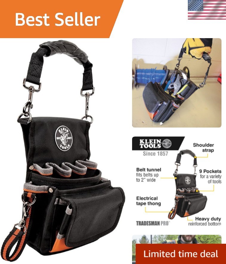 Tradesman Pro 9-Pocket Tool Pouch with Reinforced Bottom for Ultimate Durability