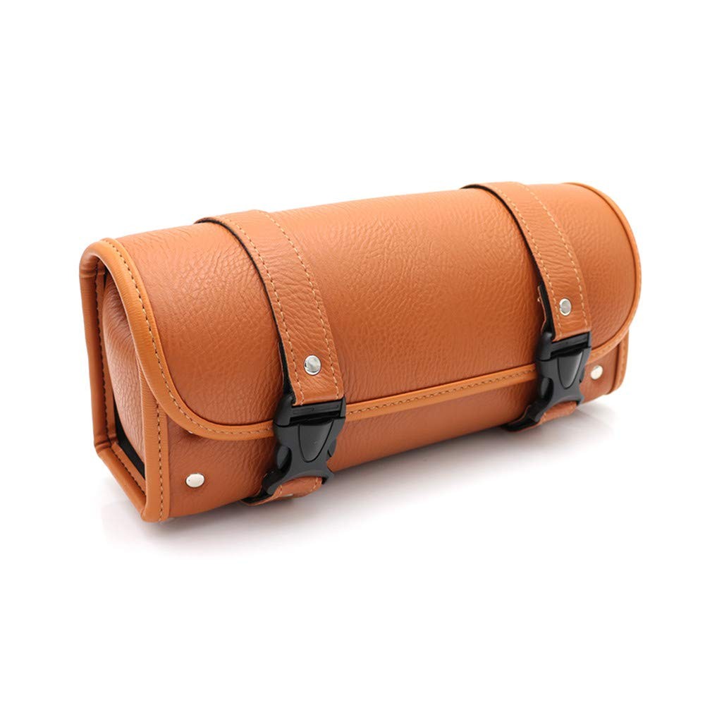 Motorcycle Handlebar Bag, Brown PU Leather, 11.8 x 3.9 x 4.3 inches, 1.5L, 3 …
