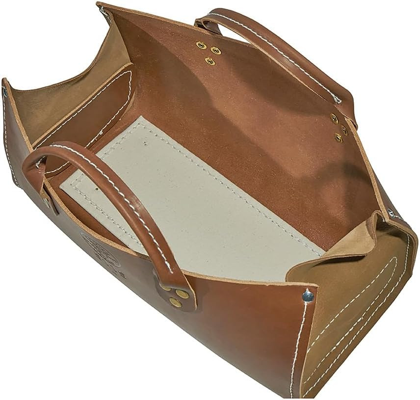 Heavy Duty Leather Tool Bag Tote with Double Ply Bottom Organizer