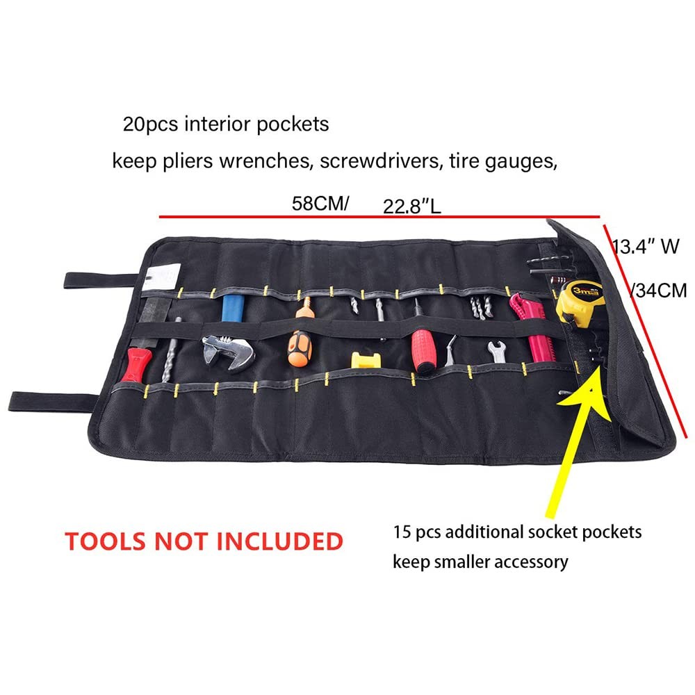 Canvas Roll Up Tool Bag Organizer Pouch for Wrenches & Screwdrivers | Small Plie