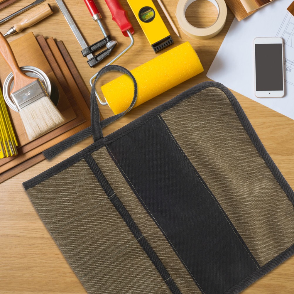 2 Count Tool Roll Woodworking Pouch Carpenter Canvas Bag with Zipper