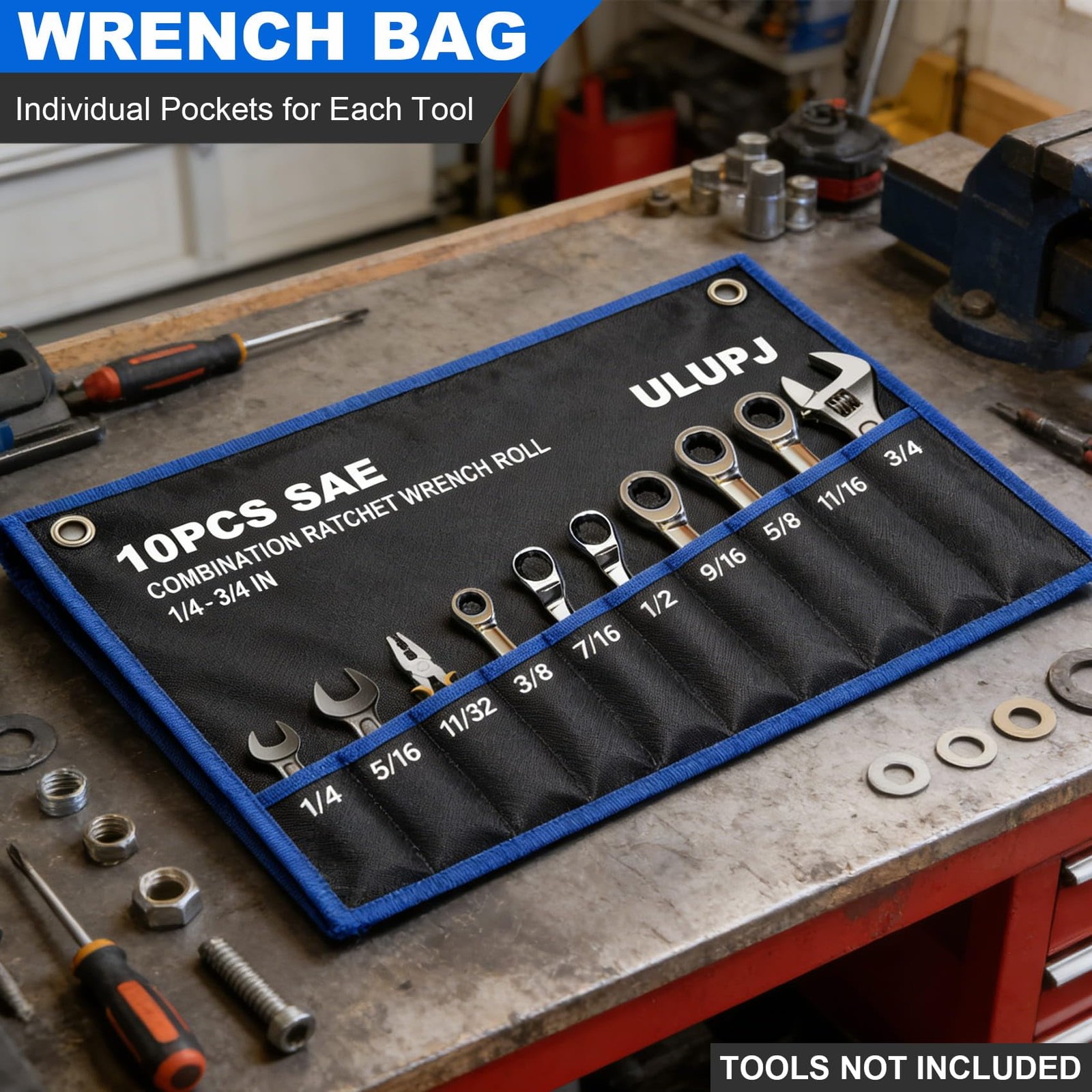 2PCS Wrench Roll, Wrench Roll Up Pouch, Wrench Organizer, HeavyDuty Tool Pouc…