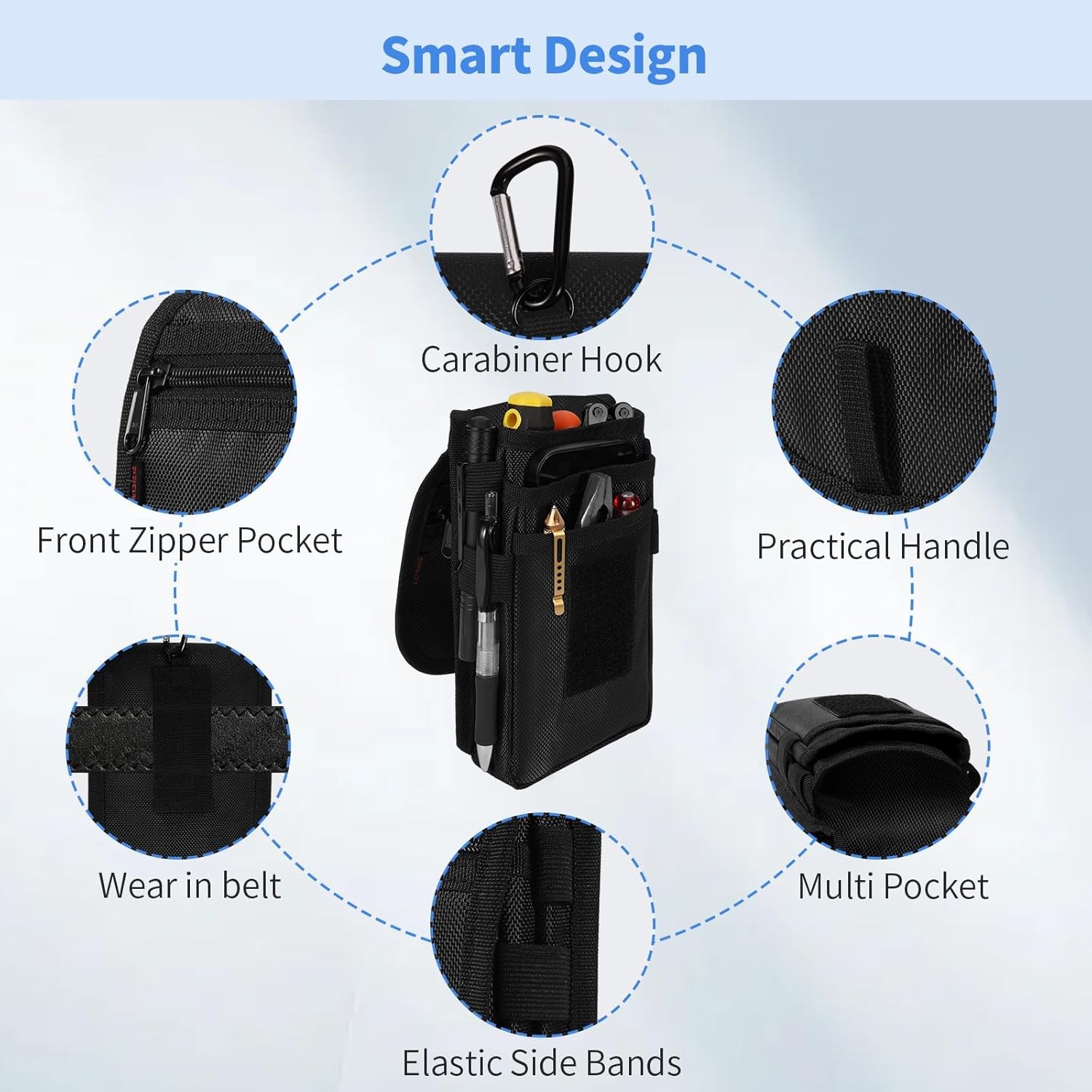 Belt Tool Pouch,Tactical Utility Pouch, Heavy-Duty Nylon EDC Multitool Organizer