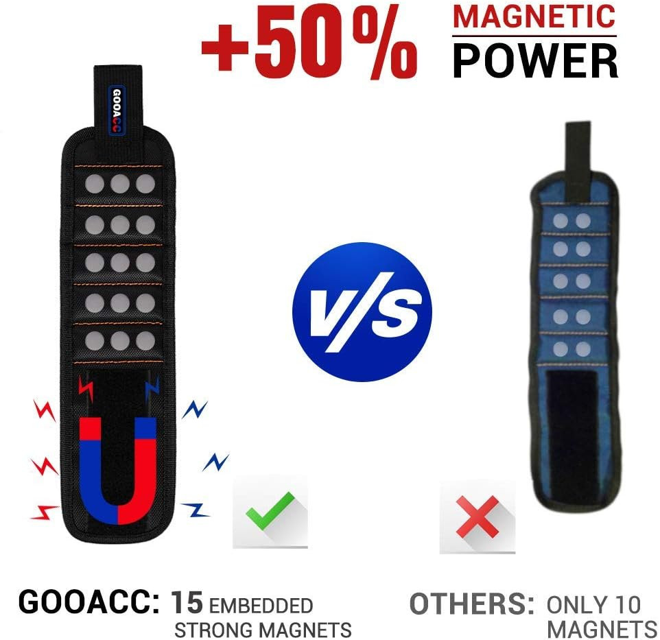 GOOACC G0010A 2-Pack Magnetic Wristbands for Tools and Fasteners