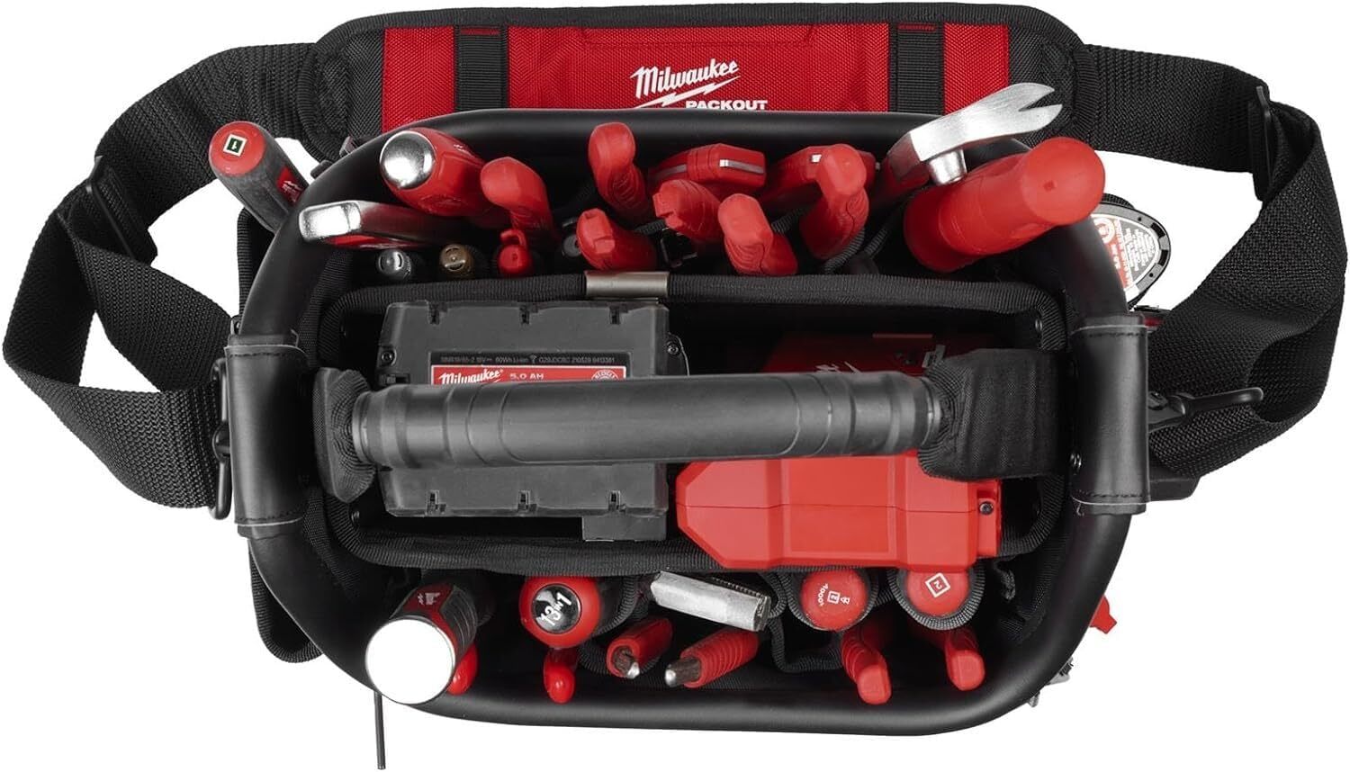 Milwaukee PACKOUT 9.8 in. W X 19 in. H Ballistic Tool Tote 35 pocket Black/Red