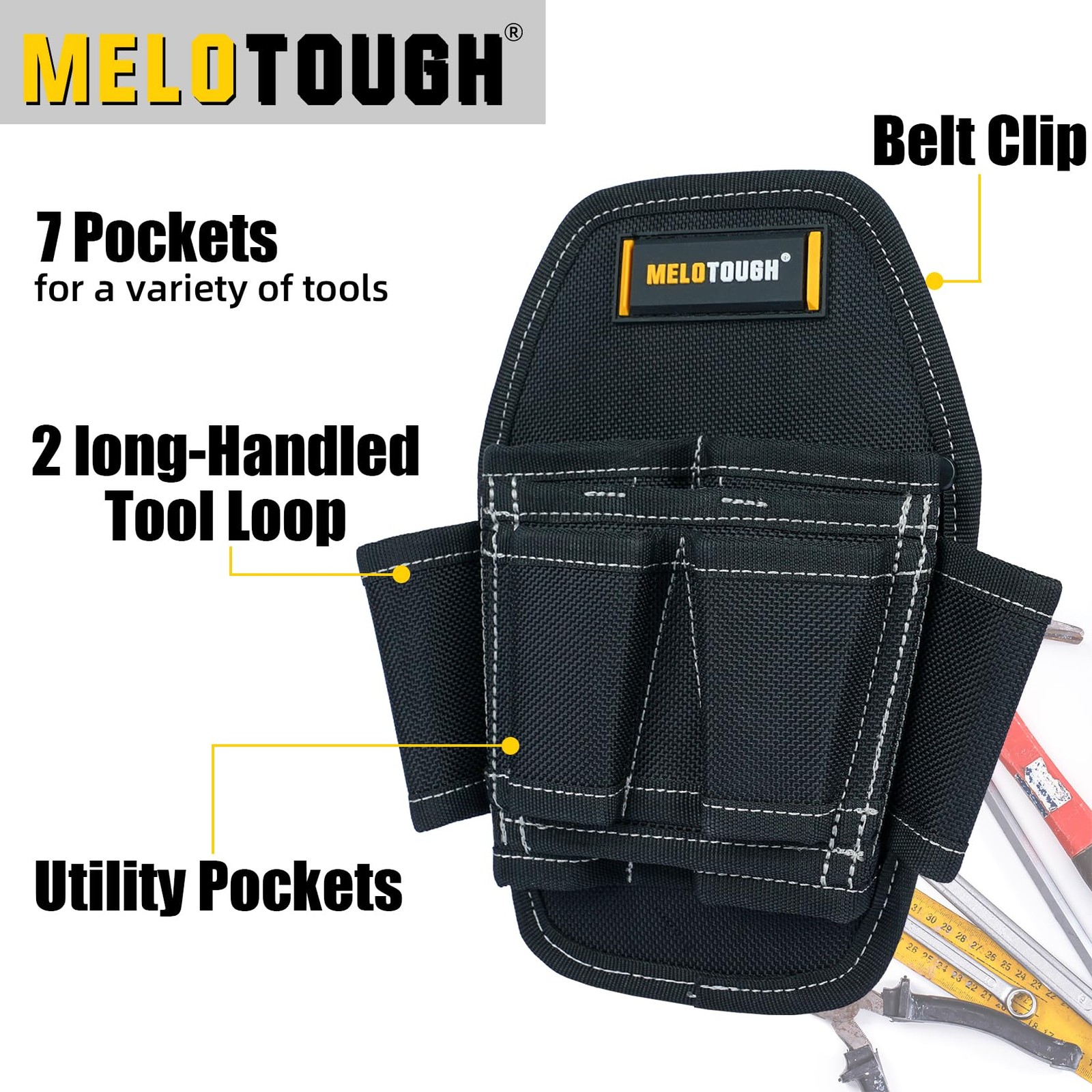 MELOTOUGH 7 Pocket Clip On Tool Pouch Small Tool Holder, Min Work Organizer