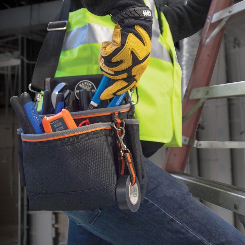 Klein Tools 5243 Tradesman Pro Tool Pouch with One Size, Black/Orange/Gray