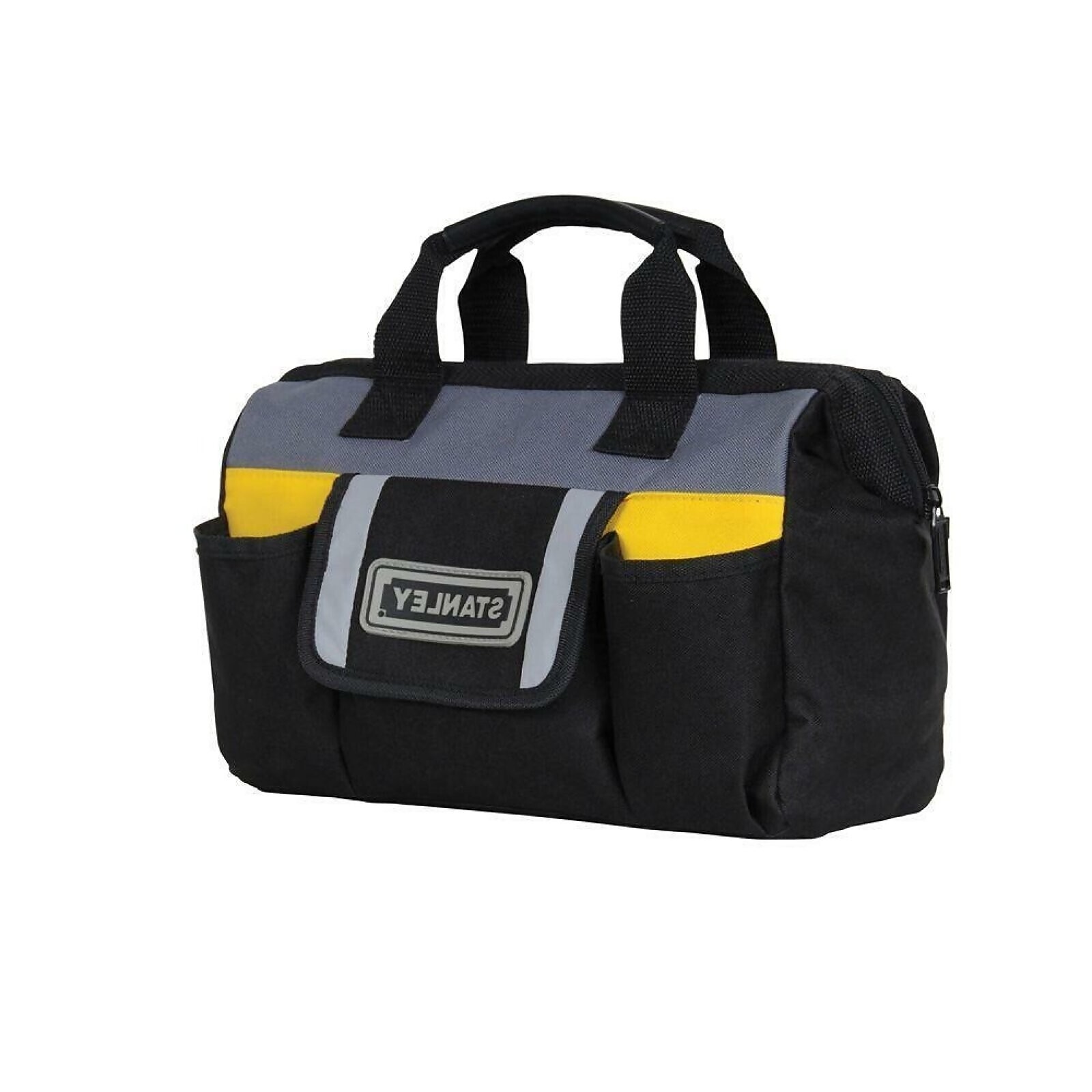 Stanley Tool Bag Jobsite Storage Soft Sided Adjustable New Open Black Tote Case