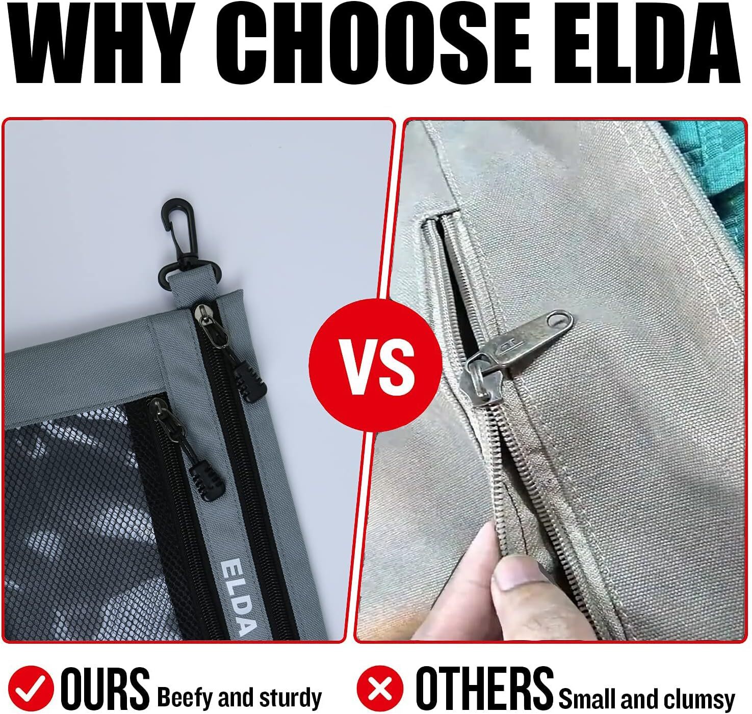 ELDA Tool Bag w/Zipper Organize&Storage for Men Heavy Duty Tool Pouch pencil bag