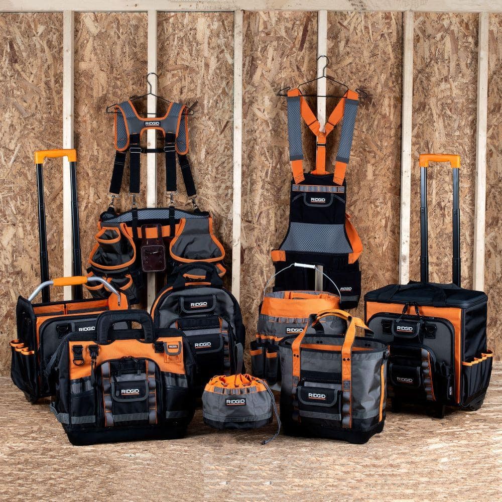 RIDGID 29″ 23 Pocket Professional Grade 2-Bag Tool Belt with Suspenders
