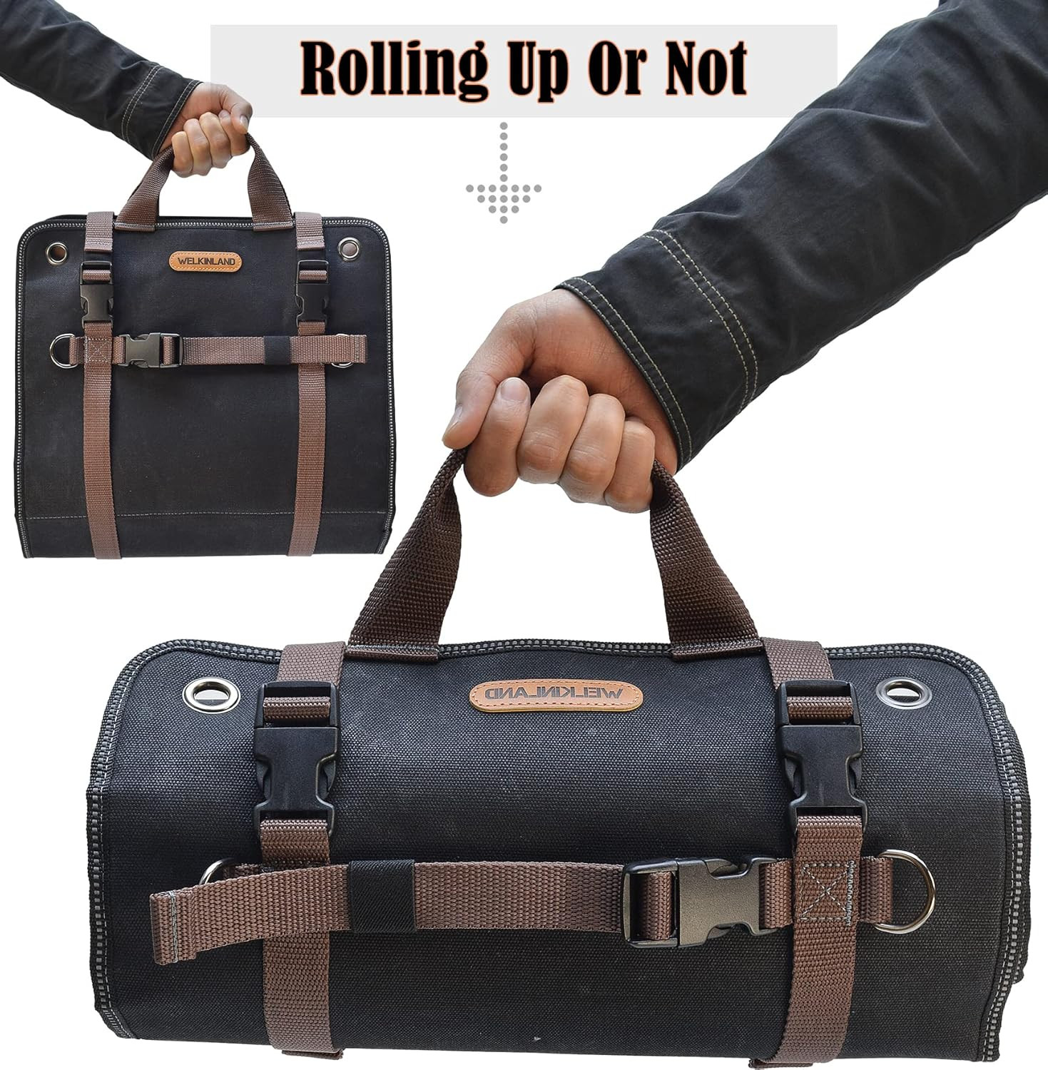 Durable Waxed Canvas Tool Roll with Pouches for Ultimate Organization